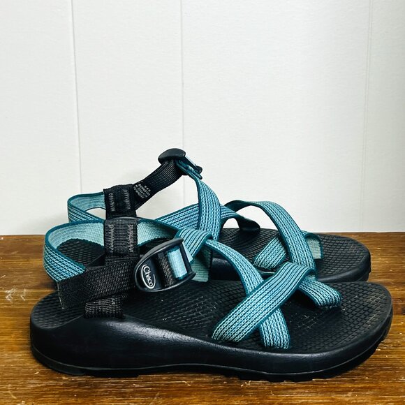 Chaco's Vibram Z 1 Clouds Unaweep Blue Stripe W 7 M 5 Unisex Sandals Adjustable - Picture 1 of 5
